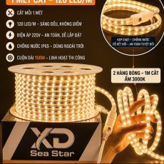 Đèn led dây 2 đường bóng 2835 120 LED/m XD Sea Star ánh sáng vàng 3000K chính hãng giá tốt tại Phương Oanh Phú Quốc